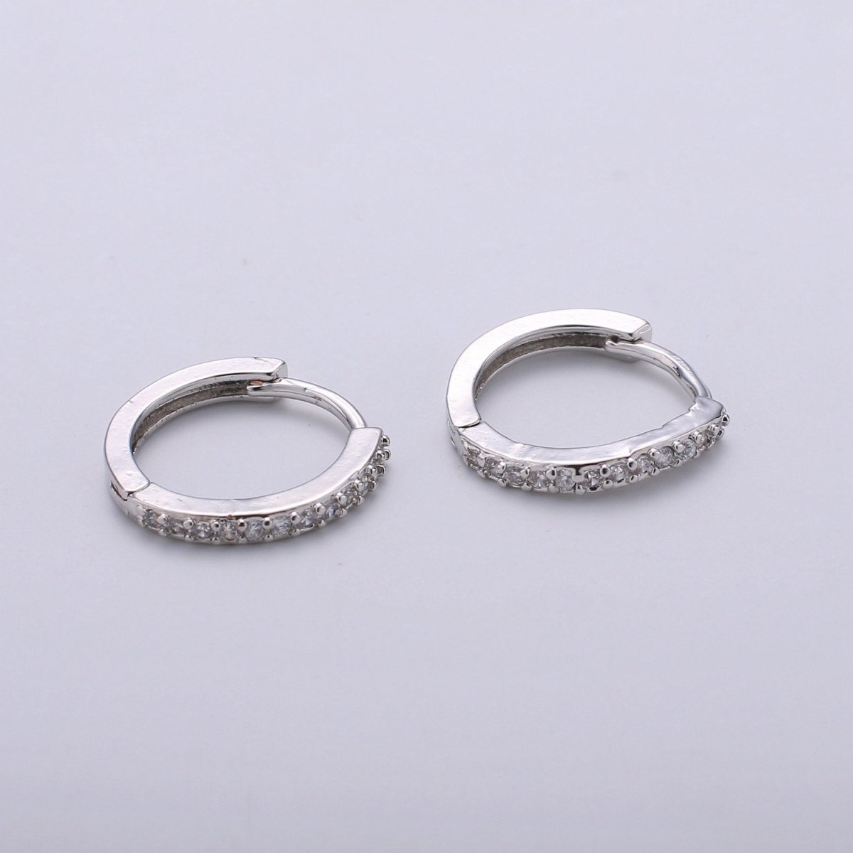 14k Gold Filled Thin Mini Ear Huggie Hoop Earrings, GOLD - micro pave cz cartilage hoops Earring K-498 K-499 - DLUXCA
