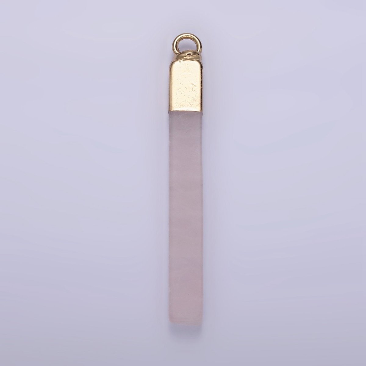 14K Gold Filled Tiger Eye, Howlite, Rose Quartz, Amethyst, Labradorite Foiled Rectangular Bar Tag Charm | N1700 - N1704 - DLUXCA