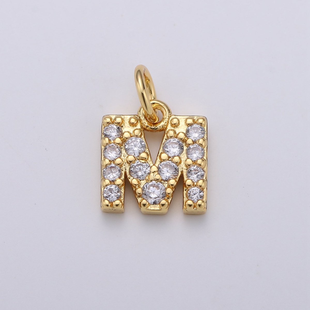 14k Gold Filled Tiny CZ Initial, Letter Alphabet Micro Pave charms Dainty Gold Cubic Pendant Charm for Necklace Bracelet Earring Add on A-099 to A-111 - DLUXCA
