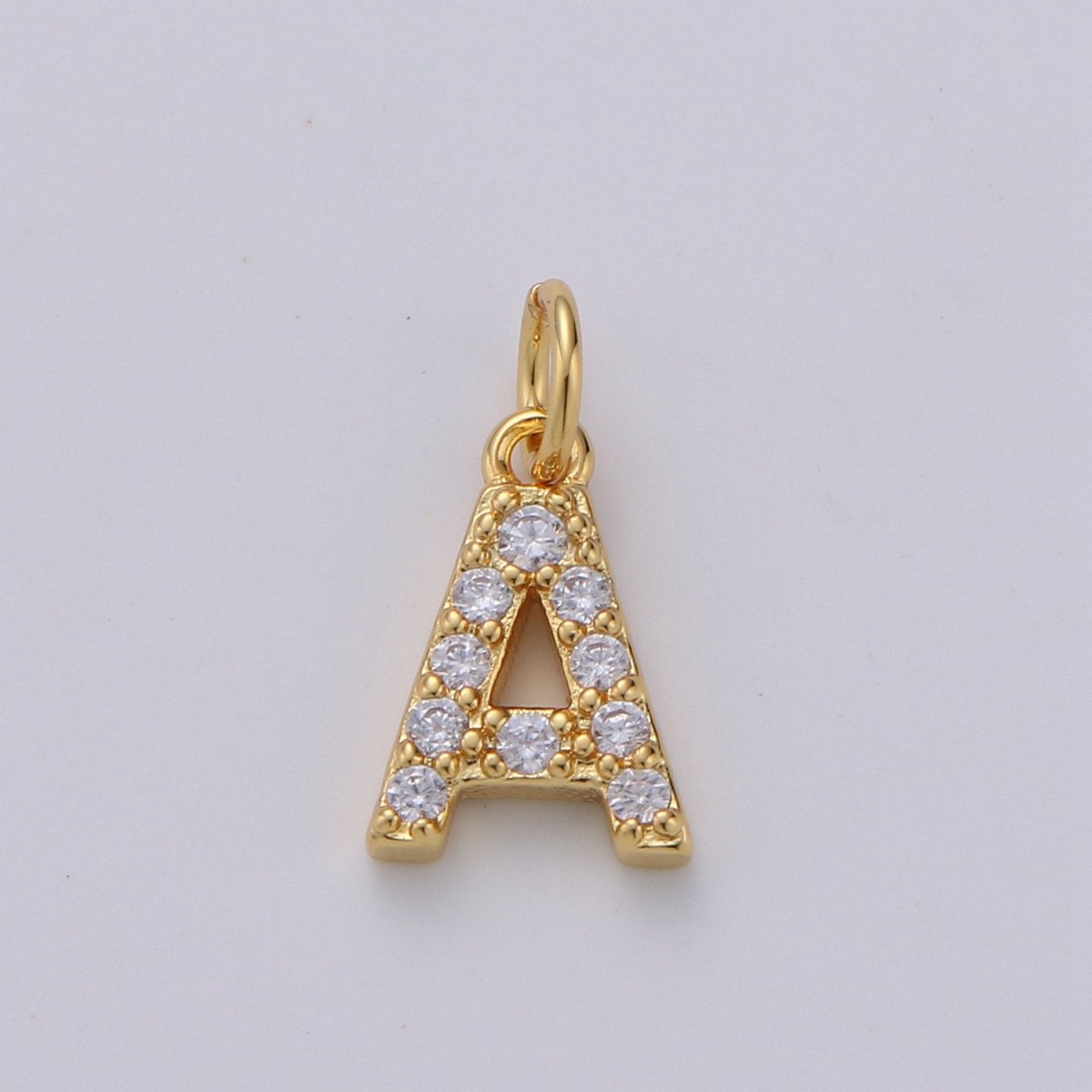 14k Gold Filled Tiny CZ Initial, Letter Alphabet Micro Pave charms Dainty Gold Cubic Pendant Charm for Necklace Bracelet Earring Add on A-099 to A-111 - DLUXCA