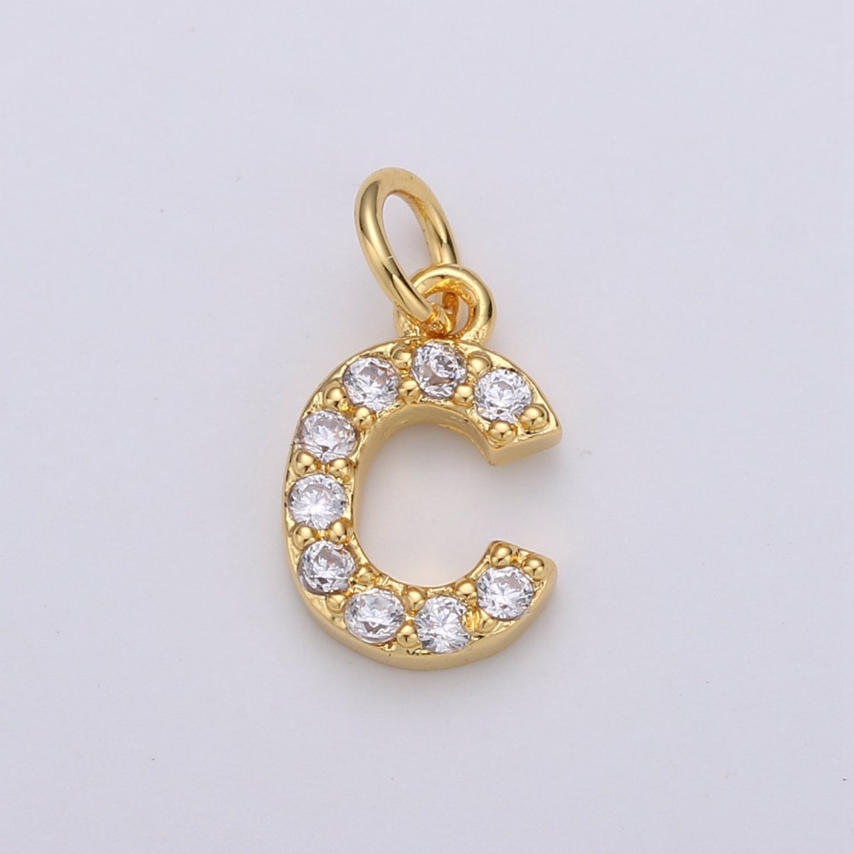 14k Gold Filled Tiny CZ Initial, Letter Alphabet Micro Pave charms Dainty Gold Cubic Pendant Charm for Necklace Bracelet Earring Add on A-099 to A-111 - DLUXCA