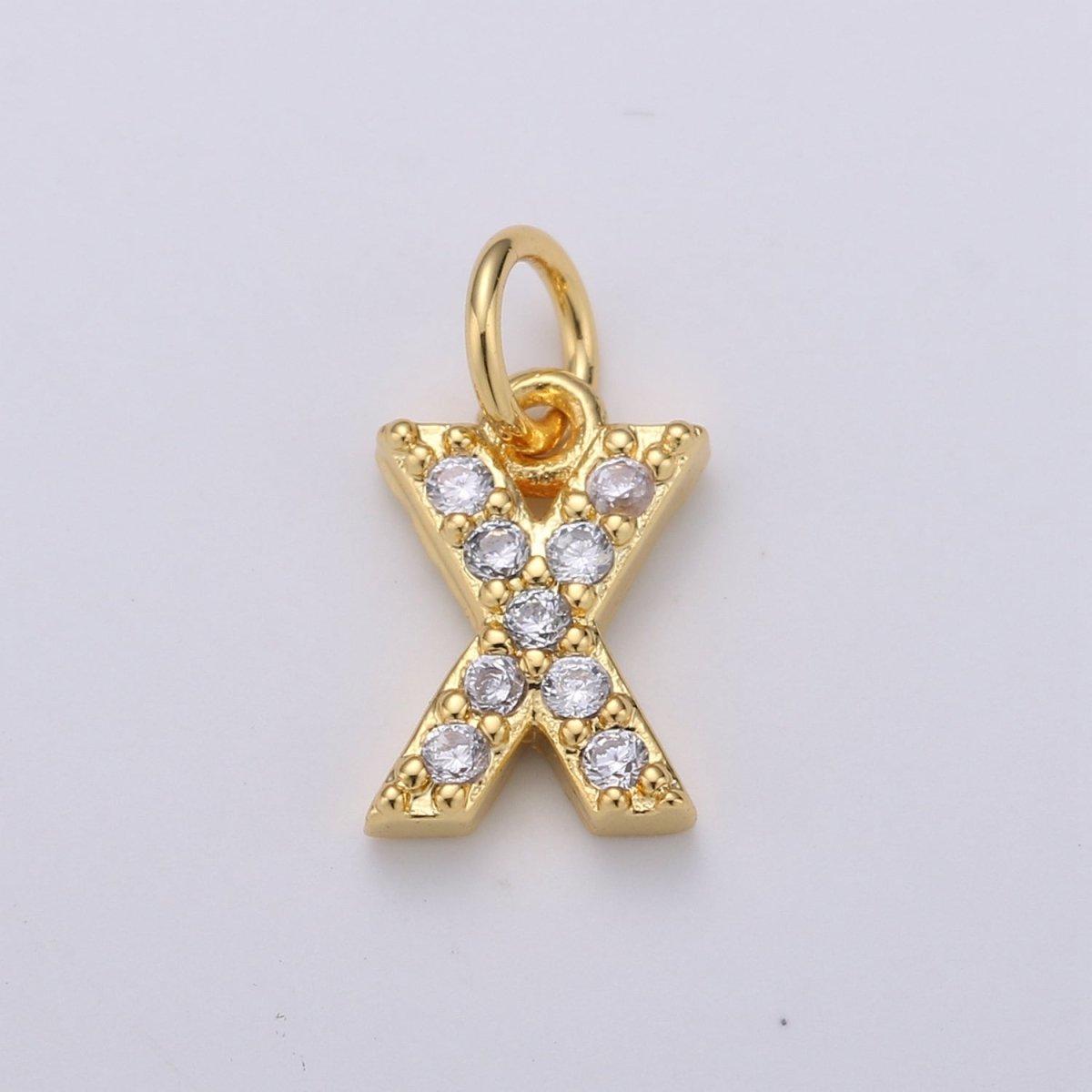 14k Gold Filled Tiny CZ Initial, Letter Alphabet Micro Pave charms Dainty Gold Cubic Pendant Charm for Necklace Bracelet Earring Add on A-099 to A-111 - DLUXCA