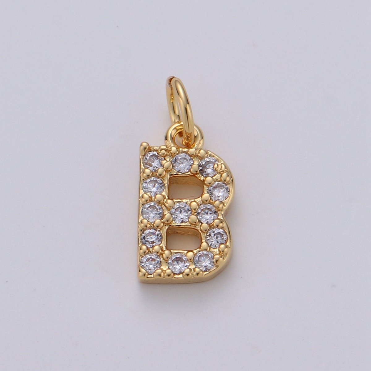 14k Gold Filled Tiny CZ Initial, Letter Alphabet Micro Pave charms Dainty Gold Cubic Pendant Charm for Necklace Bracelet Earring Add on A-099 to A-111 - DLUXCA