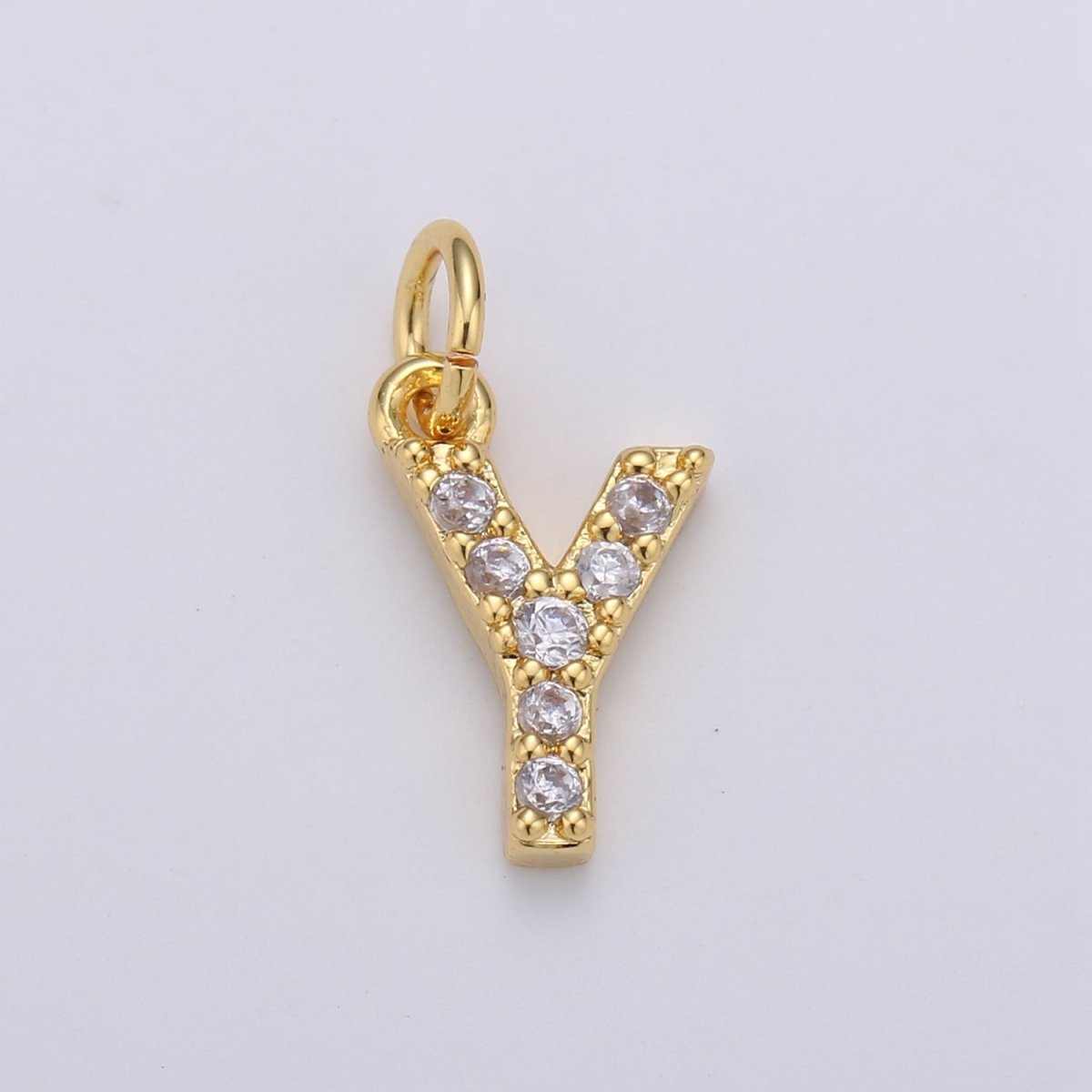 14k Gold Filled Tiny CZ Initial, Letter Alphabet Micro Pave charms Dainty Gold Cubic Pendant Charm for Necklace Bracelet Earring Add on A-099 to A-111 - DLUXCA