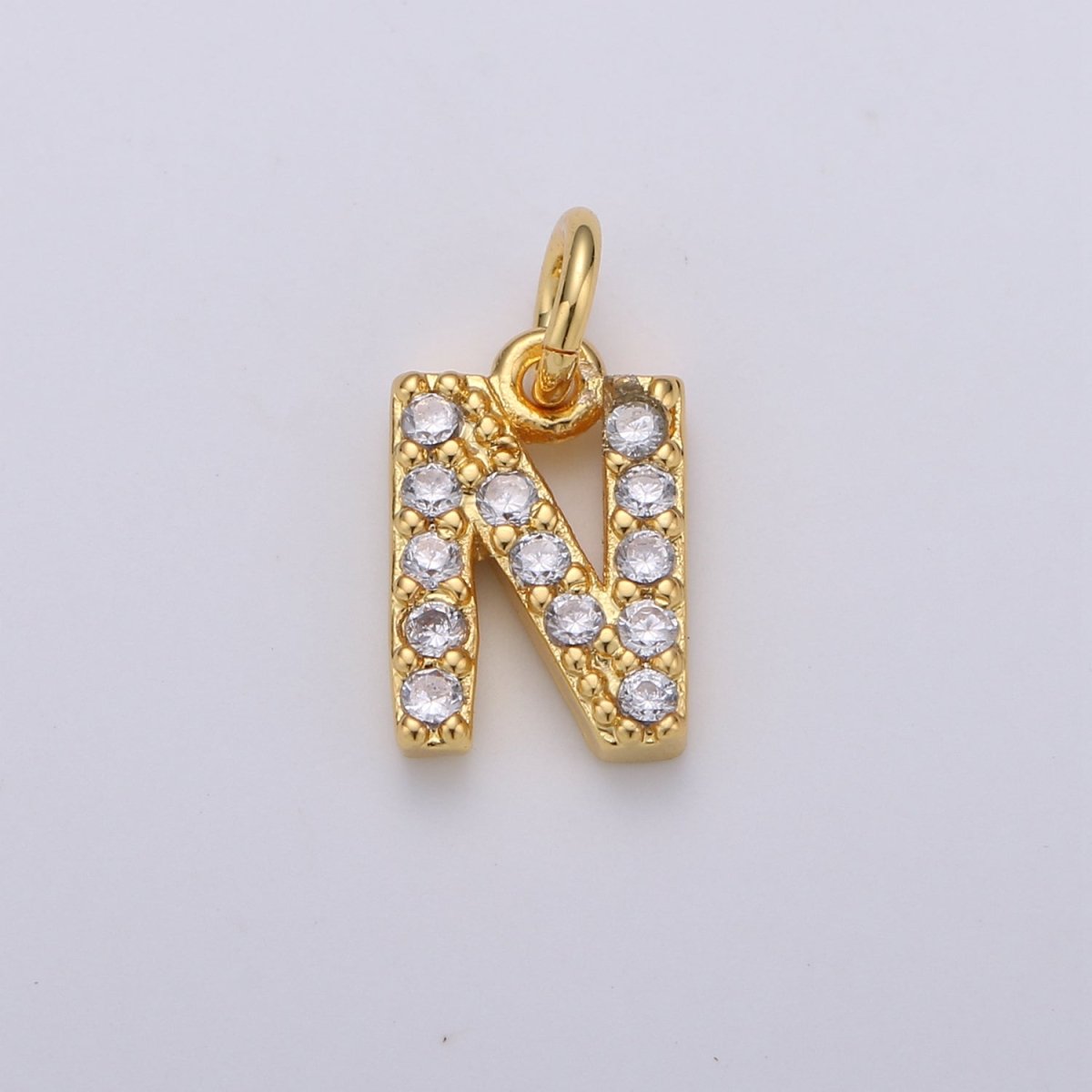 14k Gold Filled Tiny CZ Initial, Letter Alphabet Micro Pave charms Dainty Gold Cubic Pendant Charm for Necklace Bracelet Earring Add on A-099 to A-111 - DLUXCA