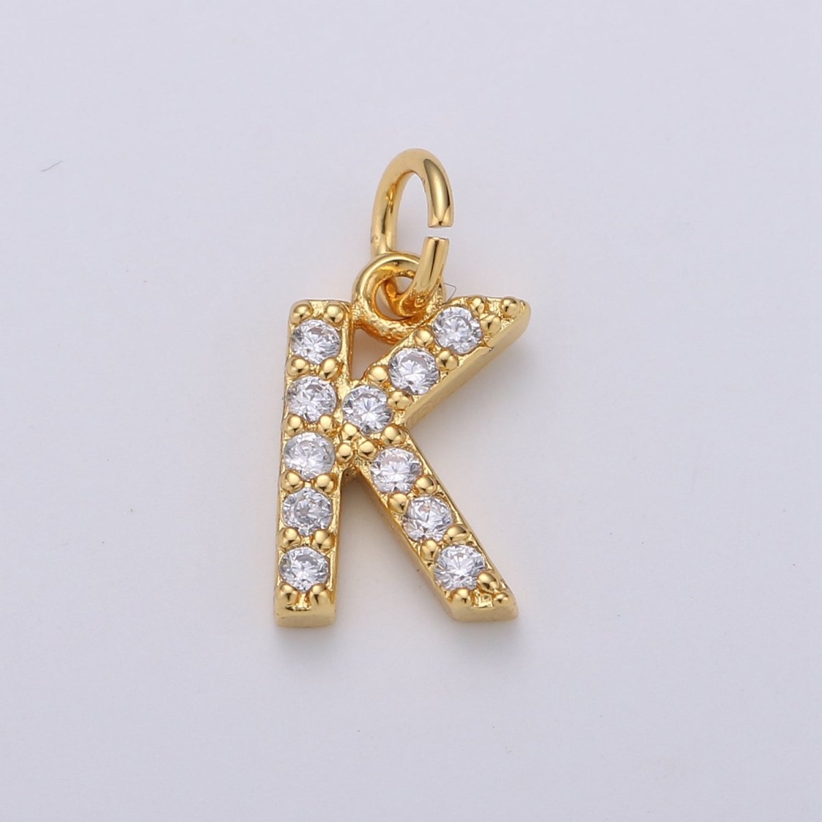 14k Gold Filled Tiny CZ Initial, Letter Alphabet Micro Pave charms Dainty Gold Cubic Pendant Charm for Necklace Bracelet Earring Add on A-099 to A-111 - DLUXCA