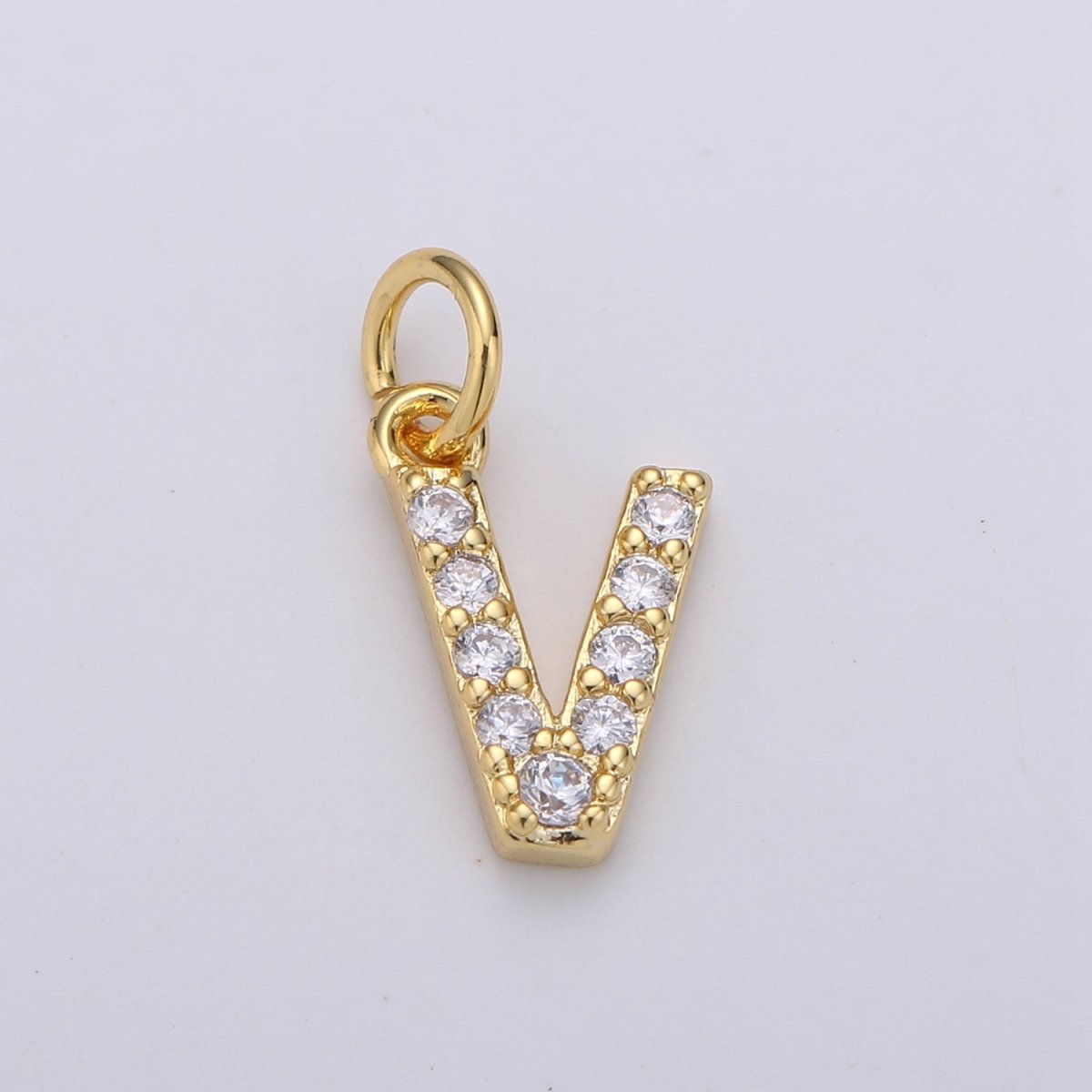 14k Gold Filled Tiny CZ Initial, Letter Alphabet Micro Pave charms Dainty Gold Cubic Pendant Charm for Necklace Bracelet Earring Add on A-099 to A-111 - DLUXCA
