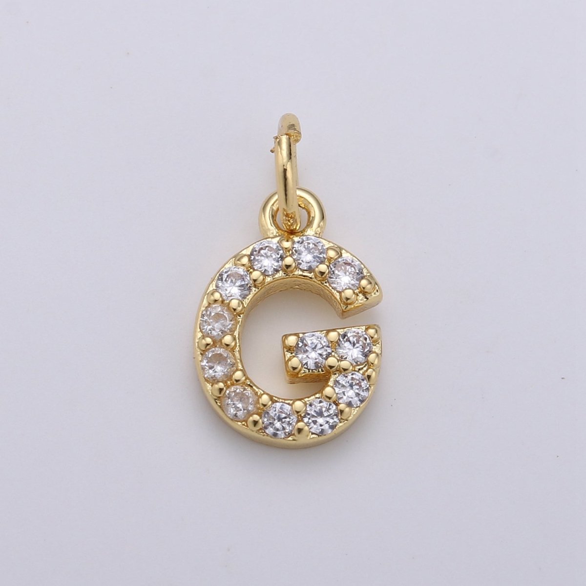 14k Gold Filled Tiny CZ Initial, Letter Alphabet Micro Pave charms Dainty Gold Cubic Pendant Charm for Necklace Bracelet Earring Add on A-099 to A-111 - DLUXCA