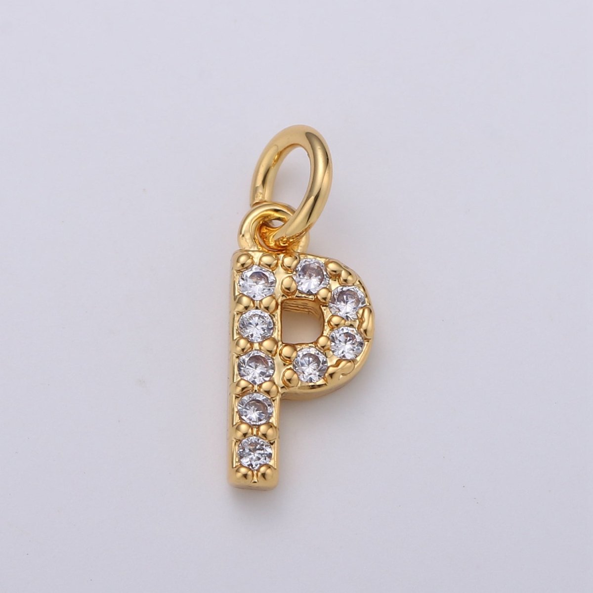 14k Gold Filled Tiny CZ Initial, Letter Alphabet Micro Pave charms Dainty Gold Cubic Pendant Charm for Necklace Bracelet Earring Add on A-099 to A-111 - DLUXCA