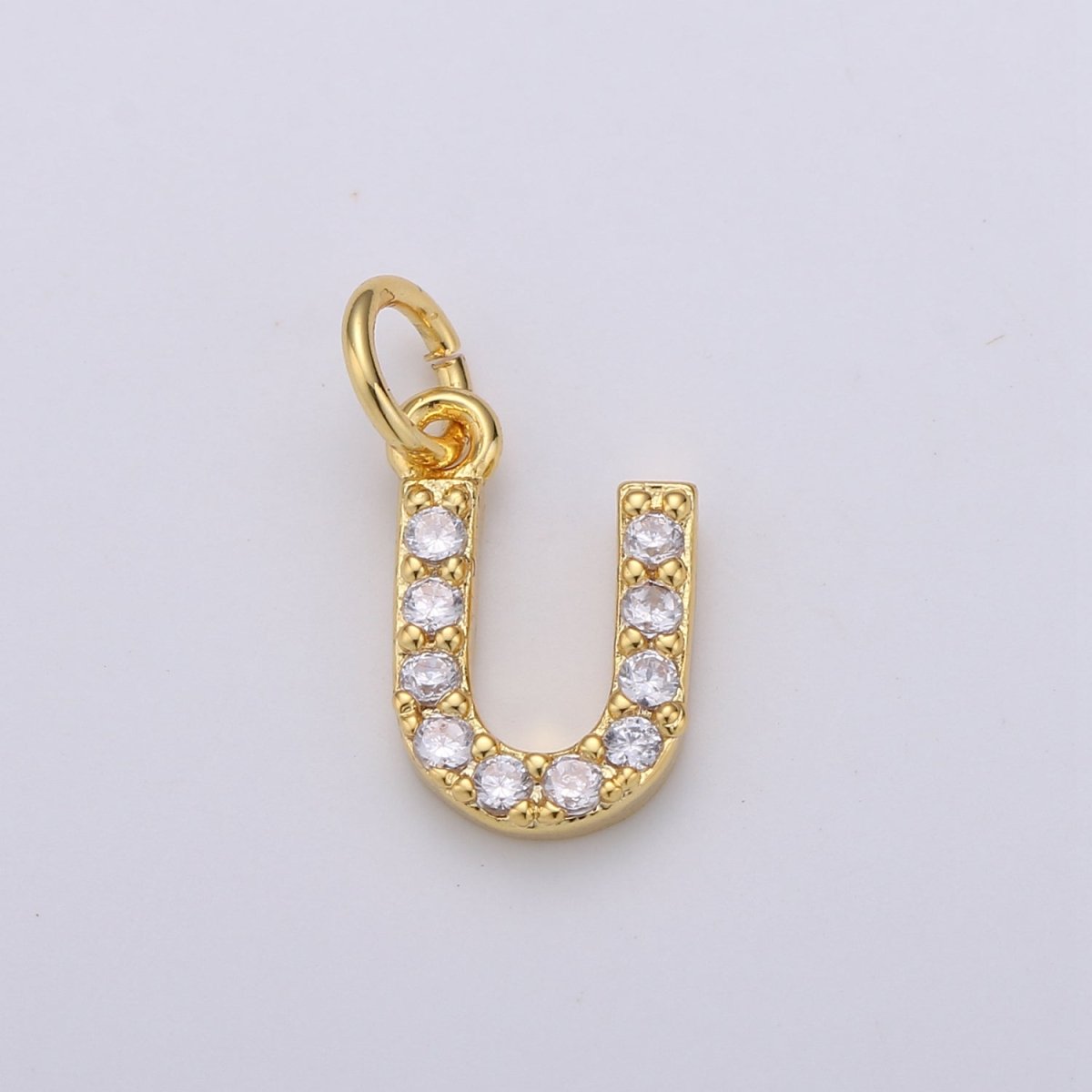 14k Gold Filled Tiny CZ Initial, Letter Alphabet Micro Pave charms Dainty Gold Cubic Pendant Charm for Necklace Bracelet Earring Add on A-099 to A-111 - DLUXCA