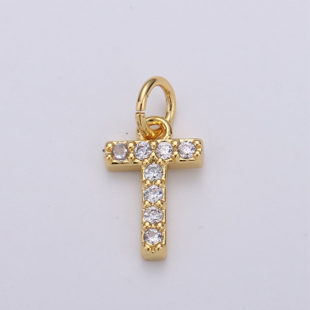 14k Gold Filled Tiny CZ Initial, Letter Alphabet Micro Pave charms Dainty Gold Cubic Pendant Charm for Necklace Bracelet Earring Add on A-099 to A-111 - DLUXCA