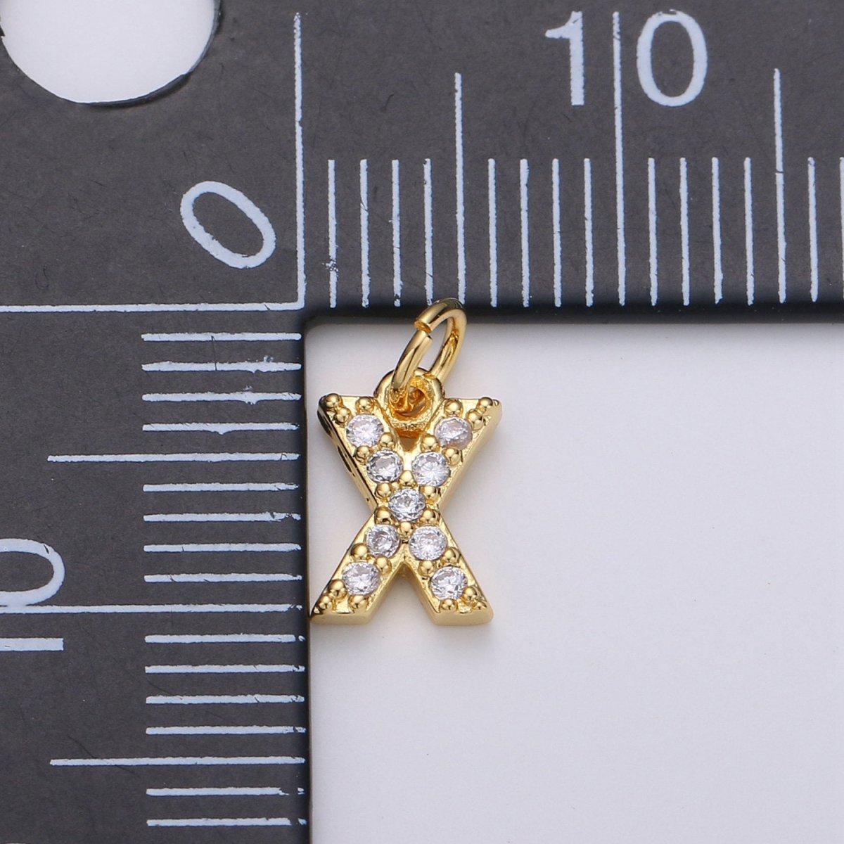 14k Gold Filled Tiny CZ Initial, Letter Alphabet Micro Pave charms Dainty Gold Cubic Pendant Charm for Necklace Bracelet Earring Add on A-099 to A-111 - DLUXCA