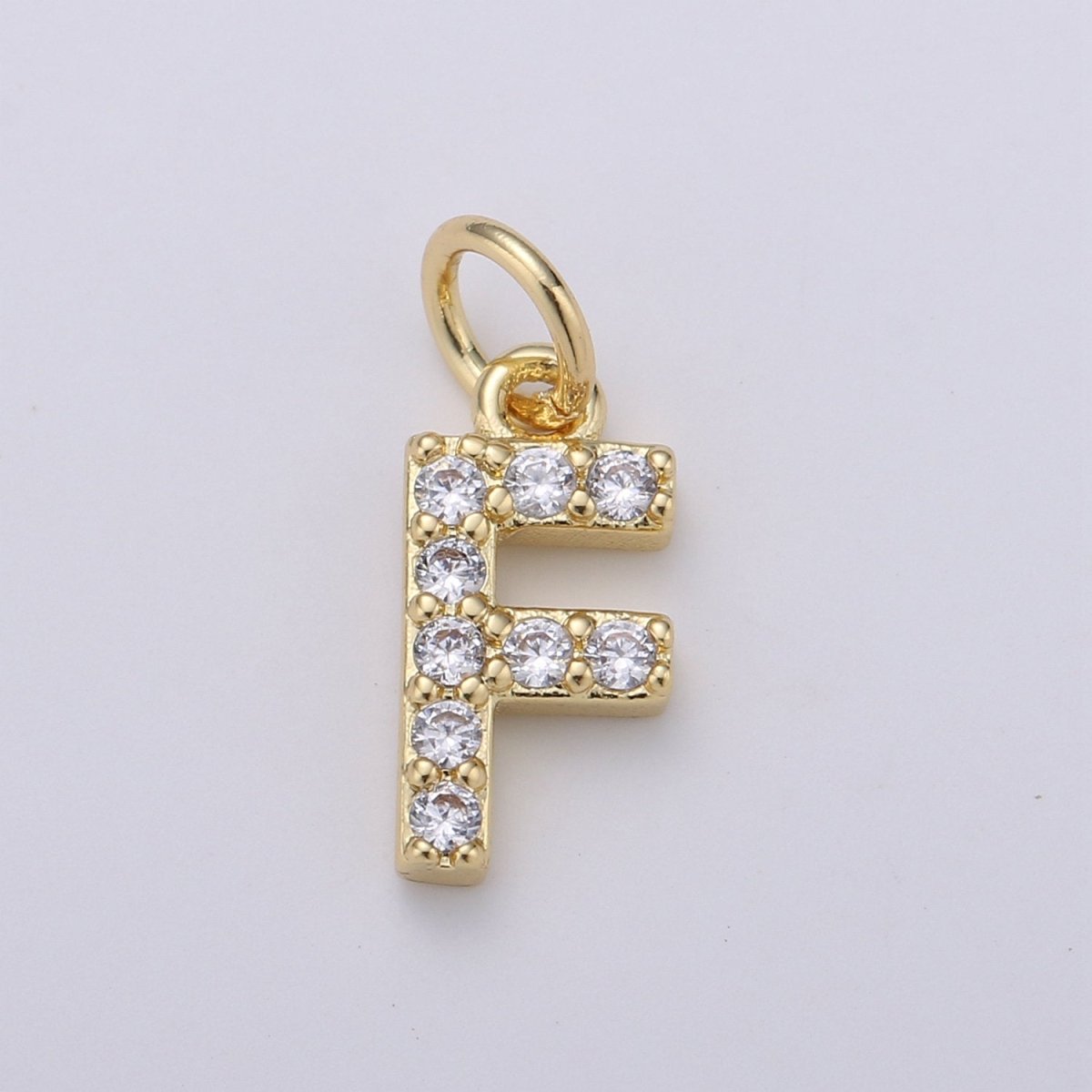 14k Gold Filled Tiny CZ Initial, Letter Alphabet Micro Pave charms Dainty Gold Cubic Pendant Charm for Necklace Bracelet Earring Add on A-099 to A-111 - DLUXCA