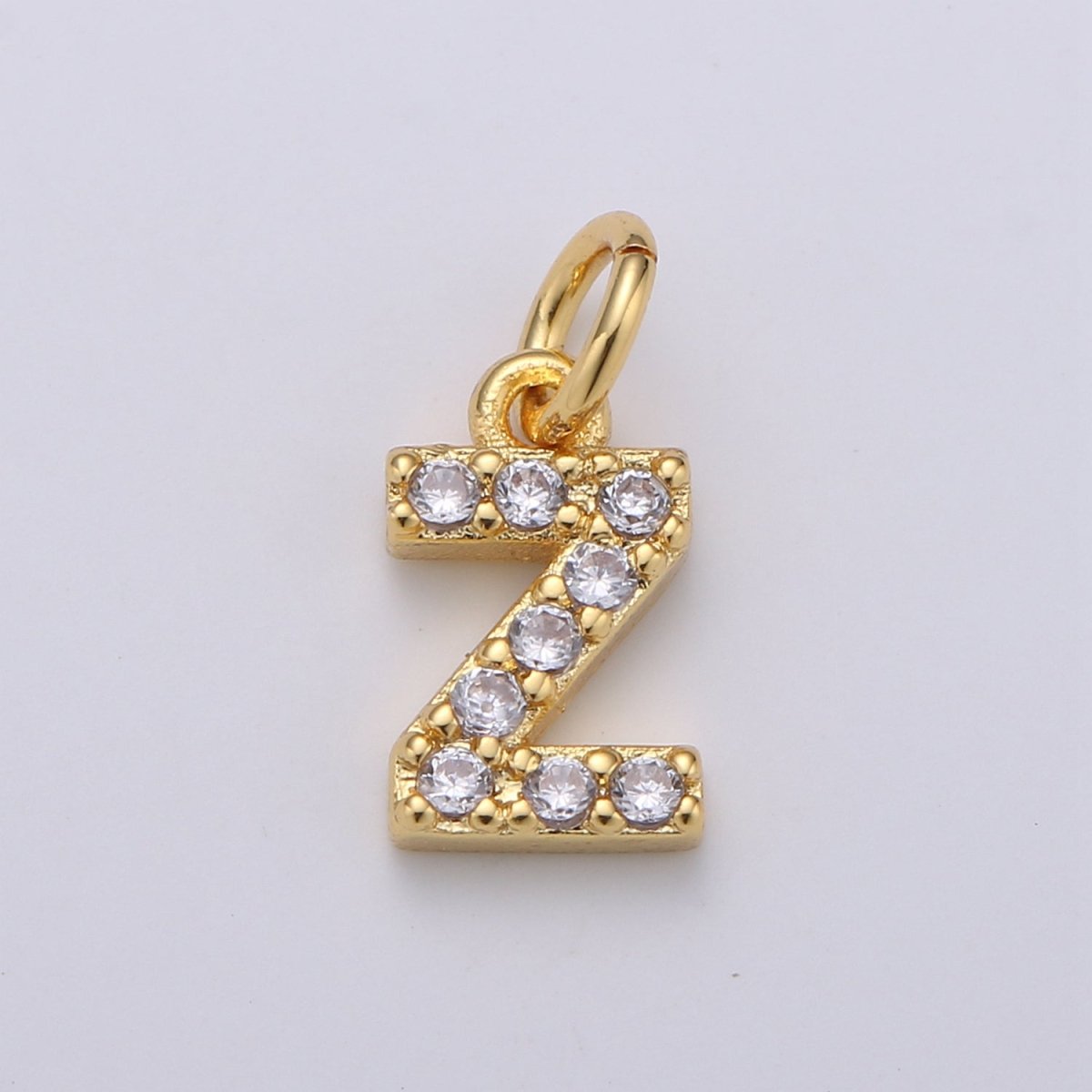 14k Gold Filled Tiny CZ Initial, Letter Alphabet Micro Pave charms Dainty Gold Cubic Pendant Charm for Necklace Bracelet Earring Add on A-099 to A-111 - DLUXCA
