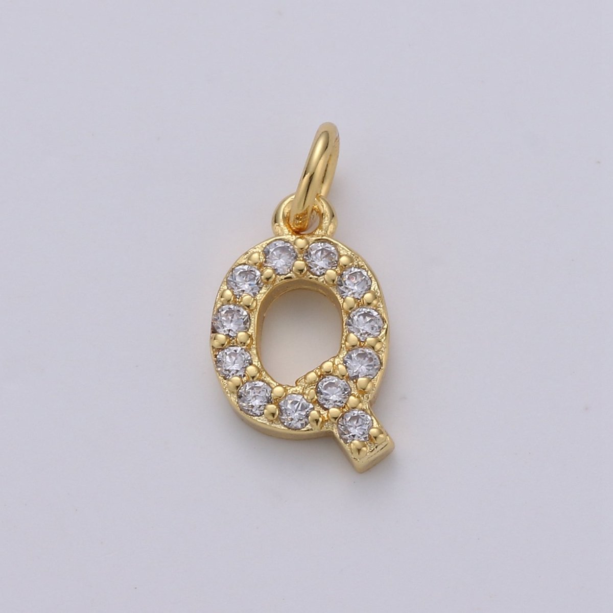 14k Gold Filled Tiny CZ Initial, Letter Alphabet Micro Pave charms Dainty Gold Cubic Pendant Charm for Necklace Bracelet Earring Add on A-099 to A-111 - DLUXCA