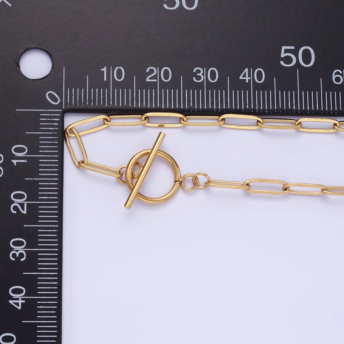 14K Gold Filled Toggle Clasps Paperclip Chain 19 Inch Necklace w. 2 Inch Extender in Gold & Silver | WA-2492 WA-2493 - DLUXCA