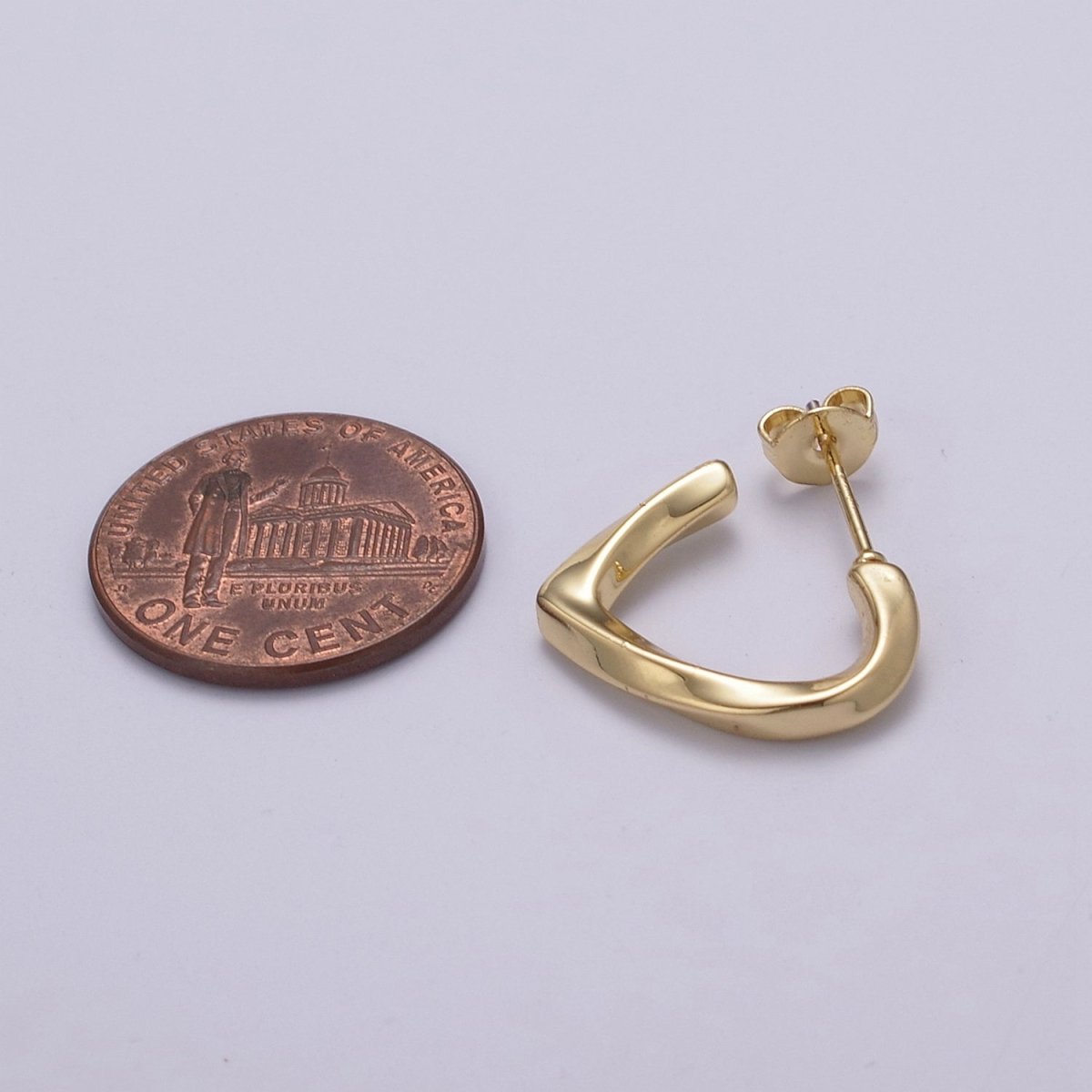 14k Gold Filled Triangle Hoop Earring Silver Dainty Geometric Earring T-254 T-255 - DLUXCA