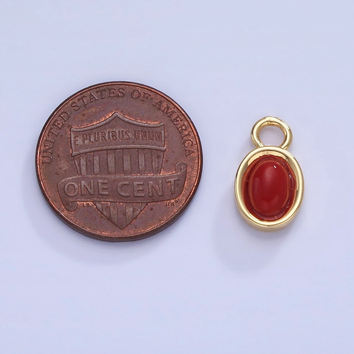 14K Gold Filled Turquoise, Carnelian Gemstone Oval Bezel Charm | W585 - DLUXCA