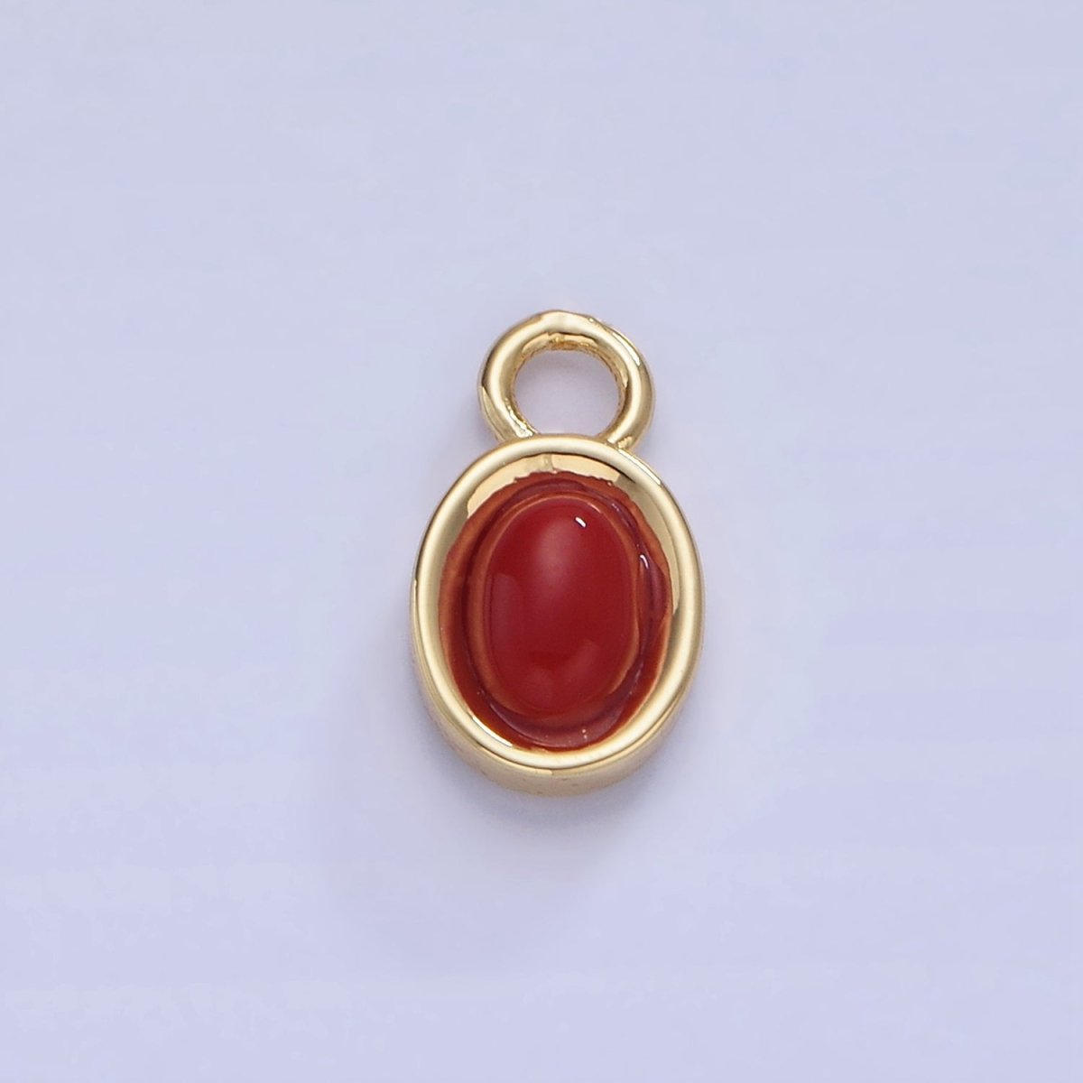 14K Gold Filled Turquoise, Carnelian Gemstone Oval Bezel Charm | W585 - DLUXCA