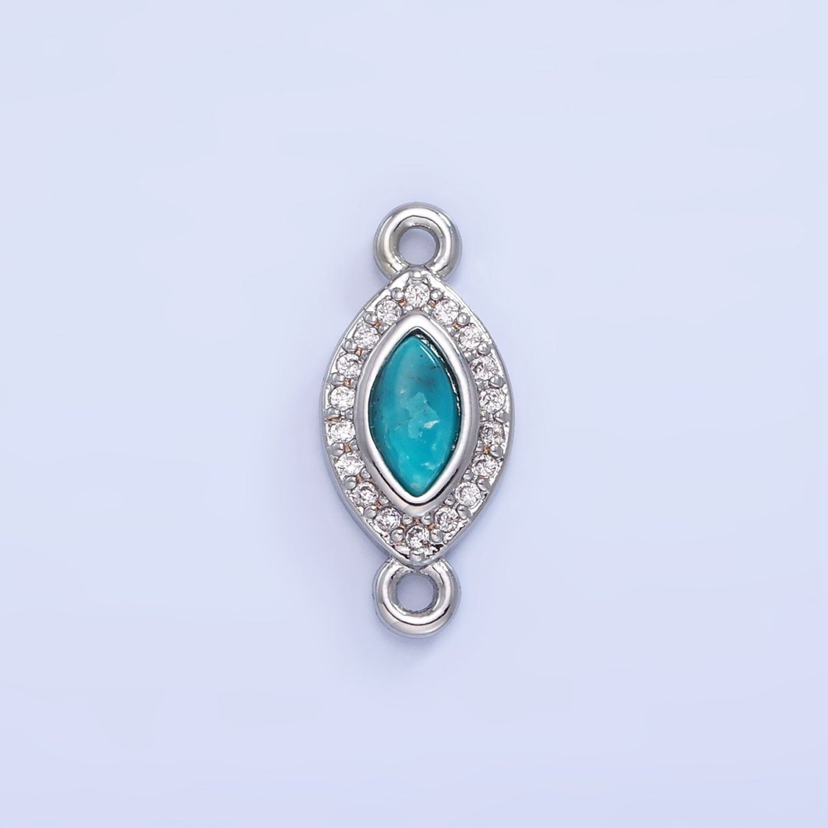 14K Gold Filled Turquoise Evil Eye Micro Paved CZ Connector in Gold & Silver | G336 - DLUXCA