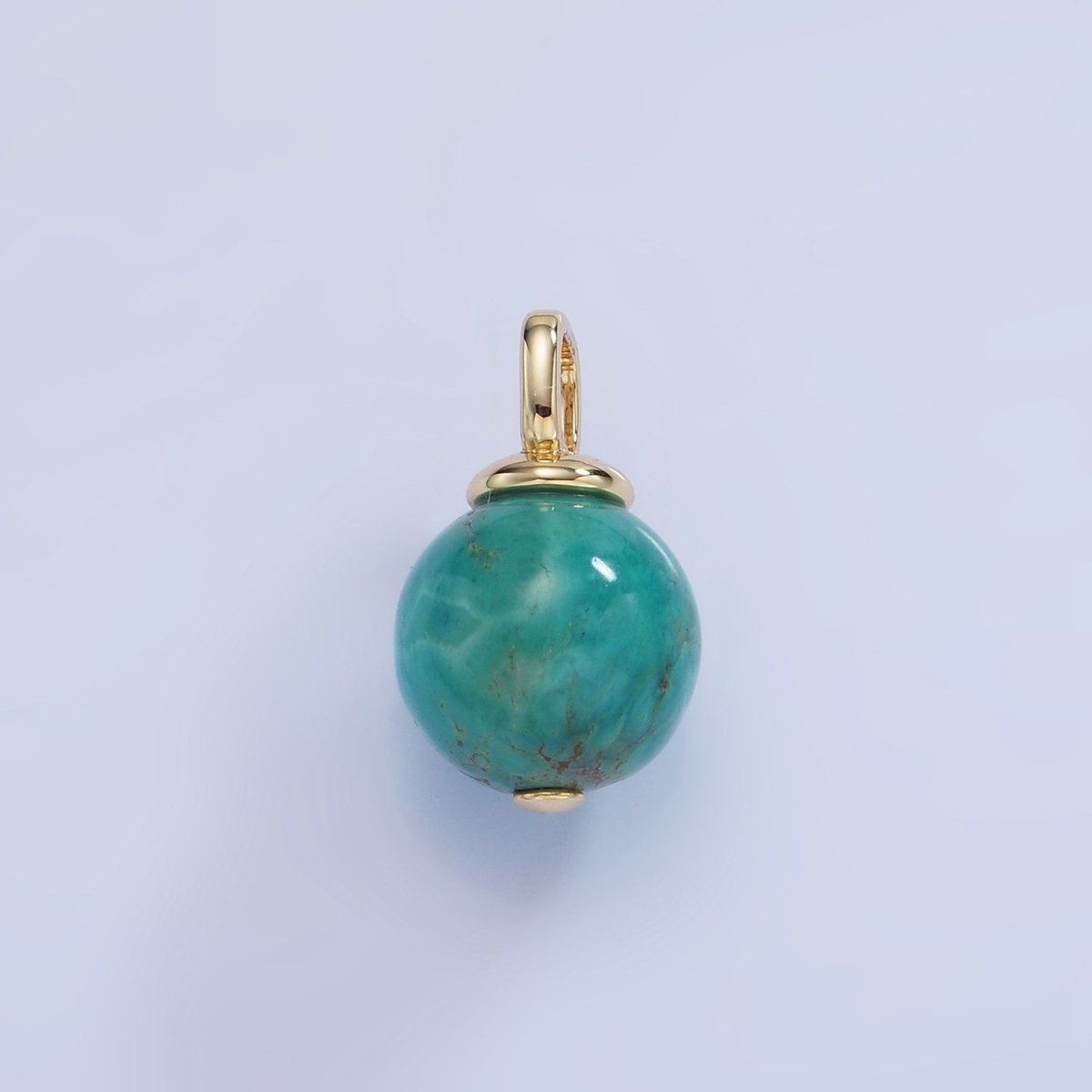 14K Gold Filled Turquoise, Fuchsite Green Gemstone Round Drop Pendant | AA1233 AA1234 - DLUXCA