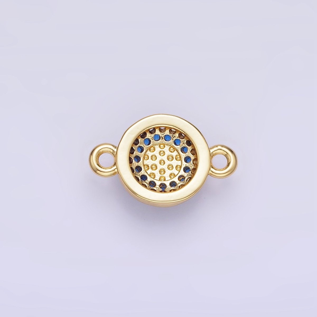 14K Gold Filled Turquoise Gemstone Micro Paved CZ Round Connector | G356 - DLUXCA