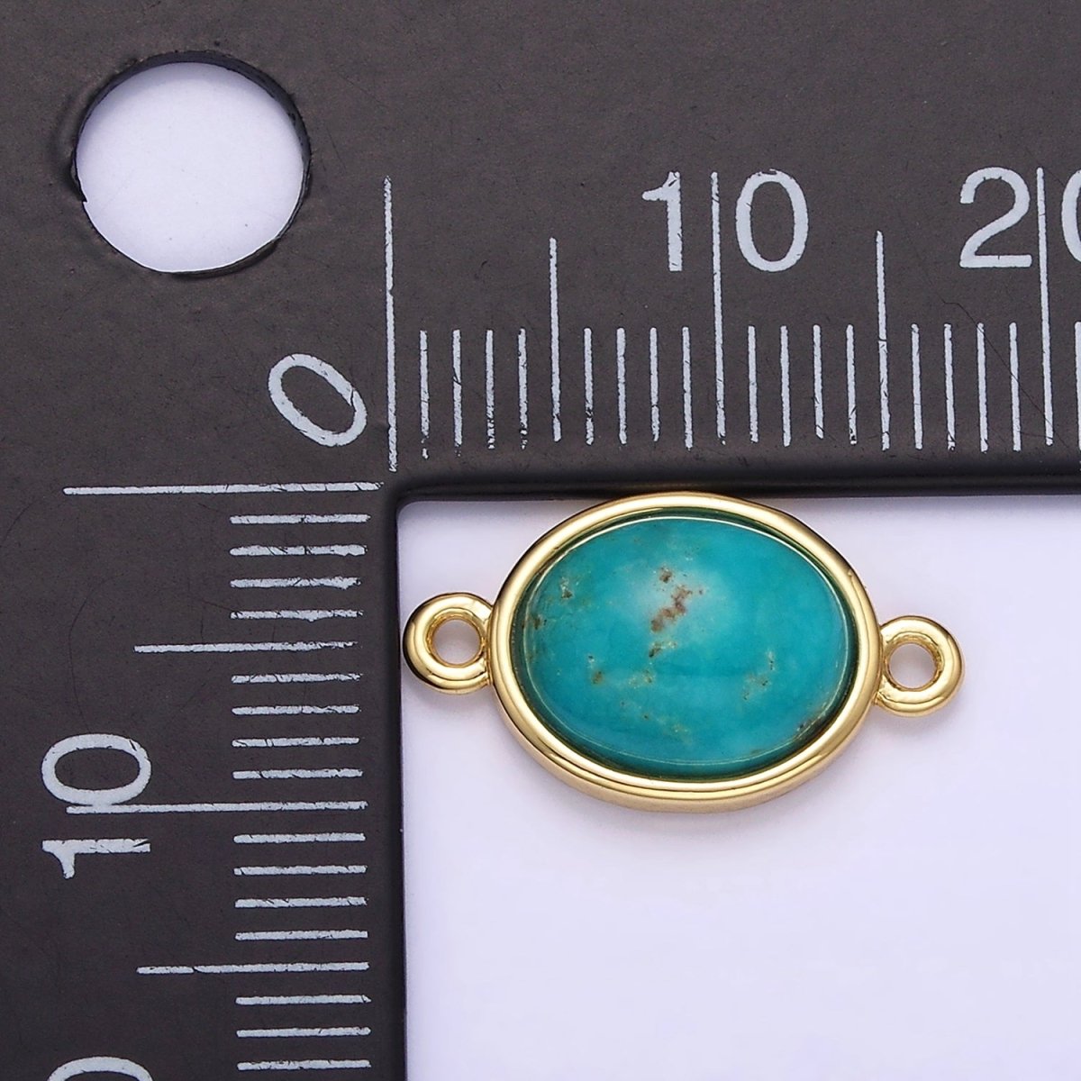 14K Gold Filled Turquoise Gemstone Oval Bezel Connector | G357 - DLUXCA