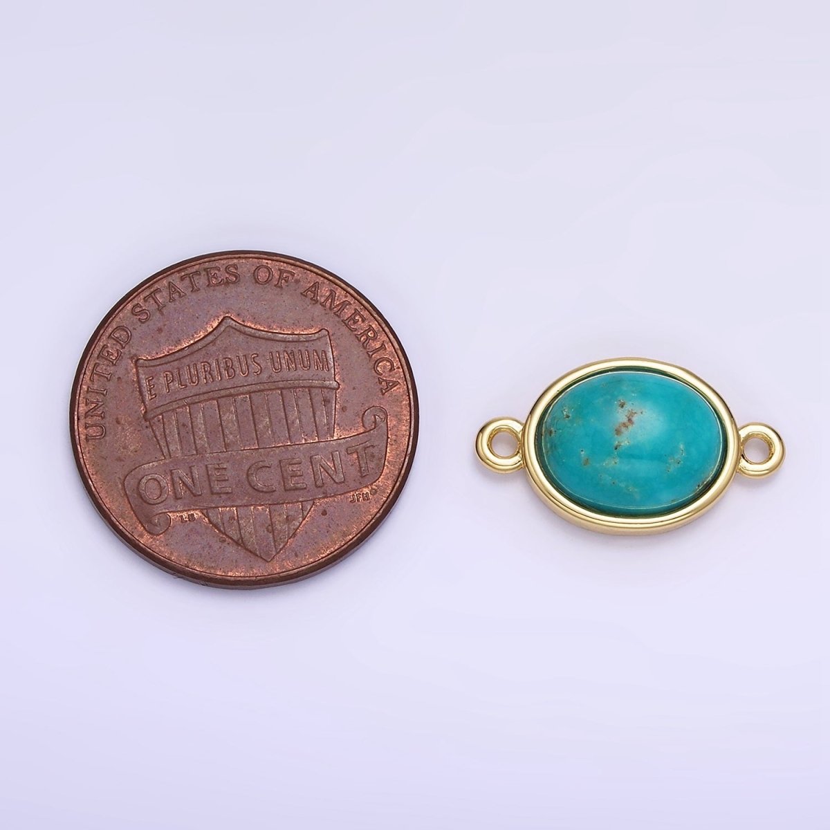 14K Gold Filled Turquoise Gemstone Oval Bezel Connector | G357 - DLUXCA