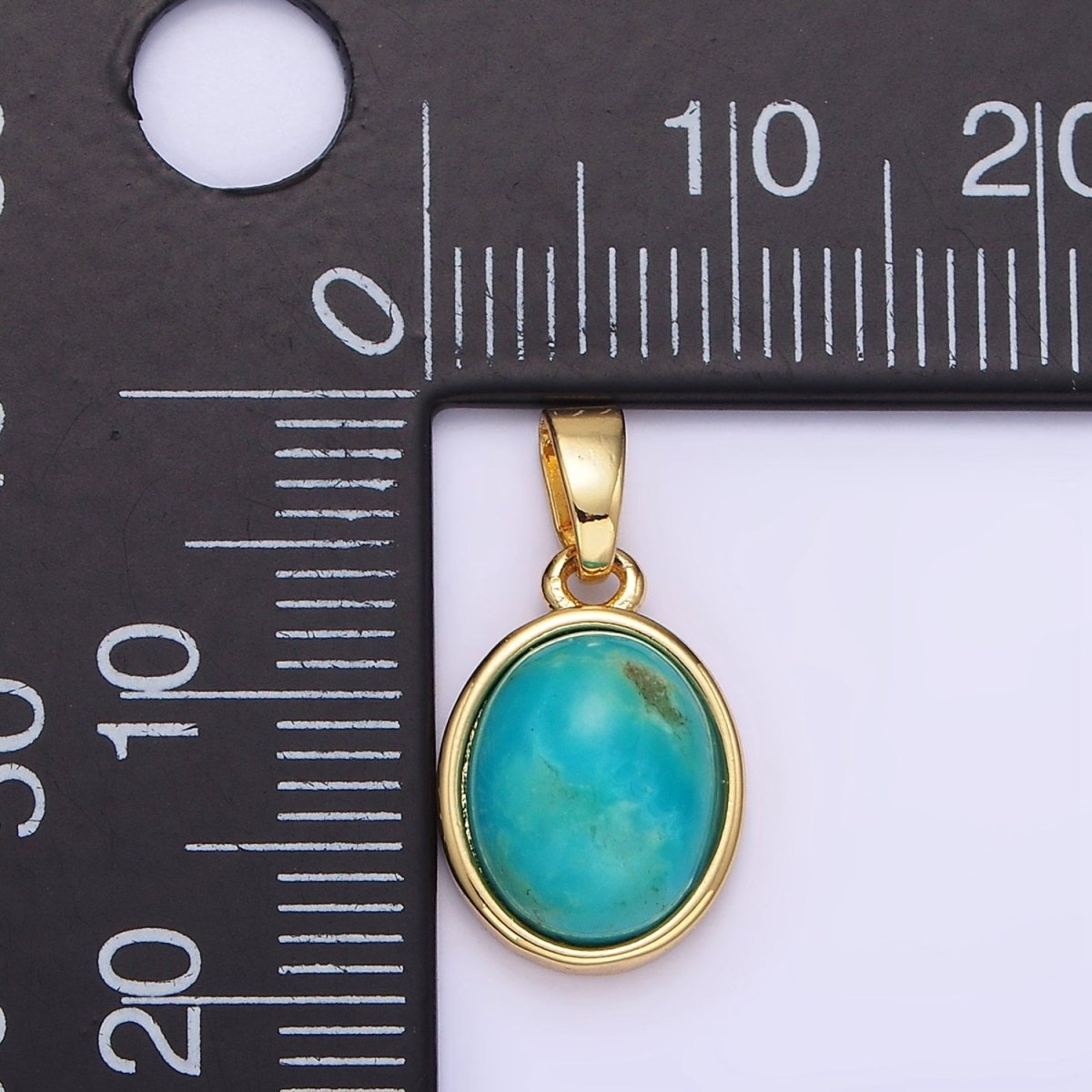 14K Gold Filled Turquoise Gemstone Oval Bezel Pendant | AH164 - DLUXCA