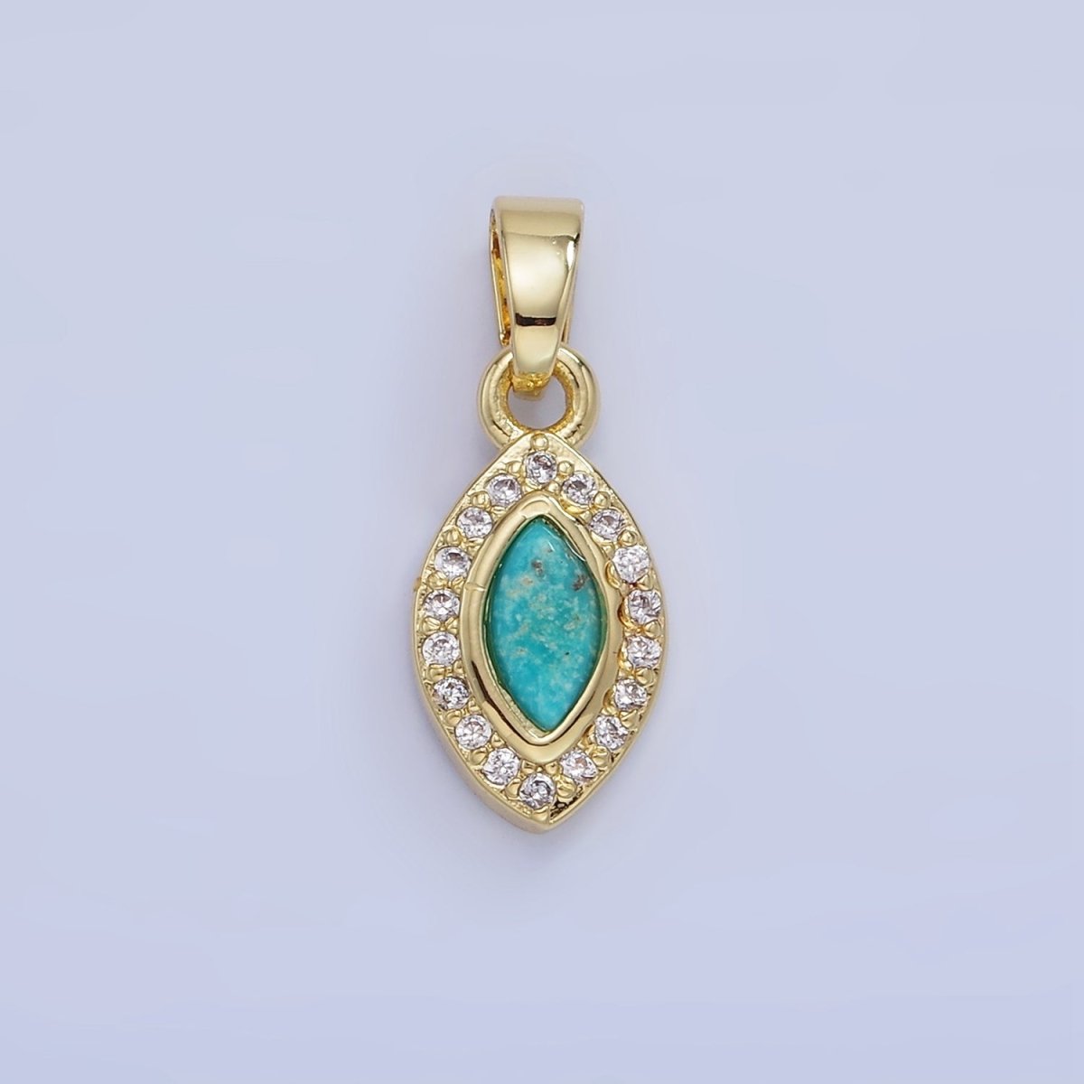 14K Gold Filled Turquoise Micro Paved CZ Sphere Pendant in Gold & Silver | AA1251 - DLUXCA