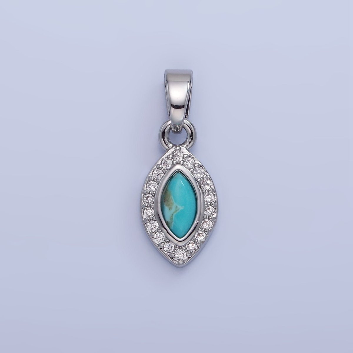 14K Gold Filled Turquoise Micro Paved CZ Sphere Pendant in Gold & Silver | AA1251 - DLUXCA