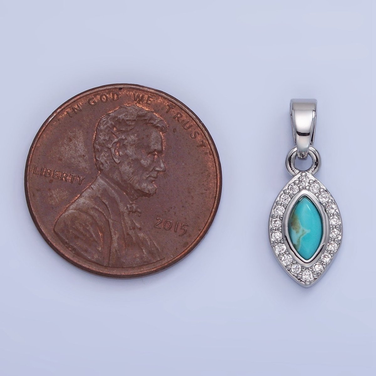 14K Gold Filled Turquoise Micro Paved CZ Sphere Pendant in Gold & Silver | AA1251 - DLUXCA