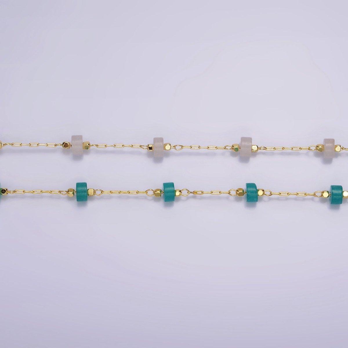 14K Gold Filled Turquoise, Rose Quartz Cylinder Paperclip Unfinished Chain For Jewelry Making | ROLL-1419 ROLL-1420 Clearance Pricing - DLUXCA