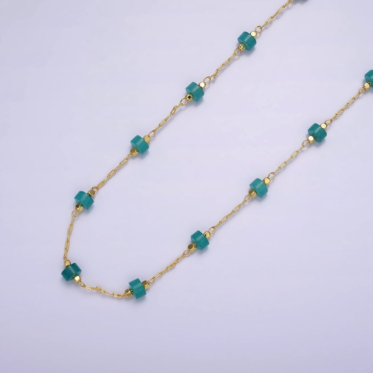 14K Gold Filled Turquoise, Rose Quartz Cylinder Paperclip Unfinished Chain For Jewelry Making | ROLL-1419 ROLL-1420 Clearance Pricing - DLUXCA