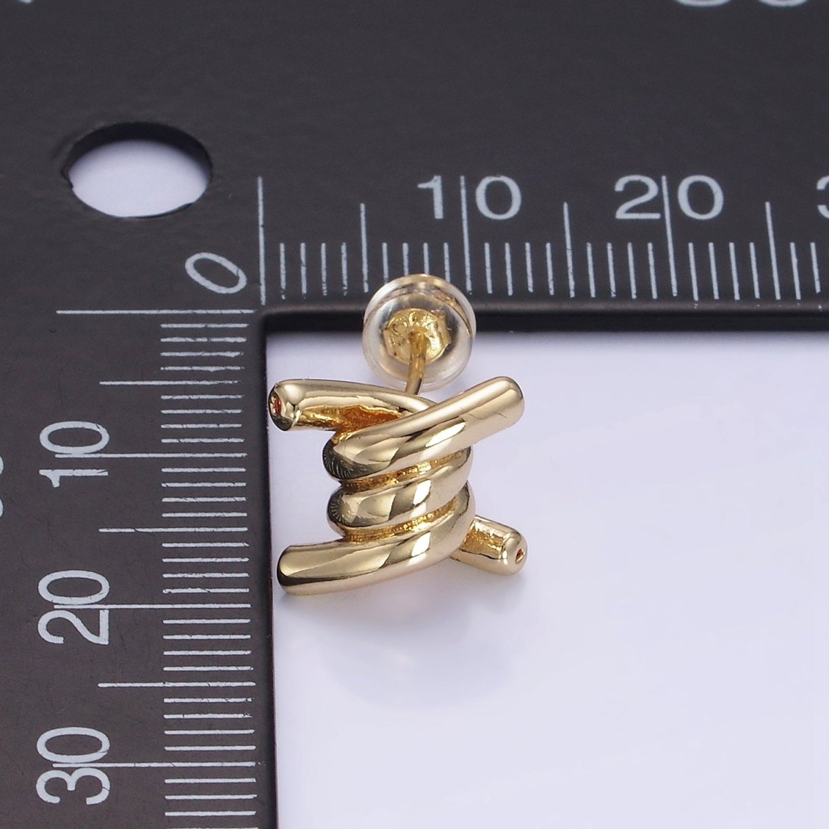 14K Gold Filled Twist Band Minimalist Stud Earrings | V539 - DLUXCA