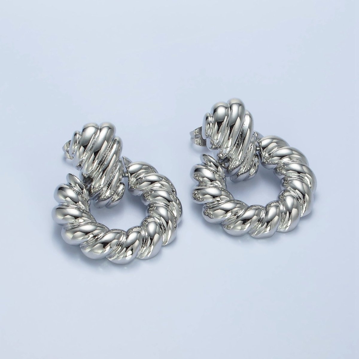 14K Gold Filled Twist Croissant Open Drop Stud Earrings in Gold & Silver | AE431 AE432 - DLUXCA