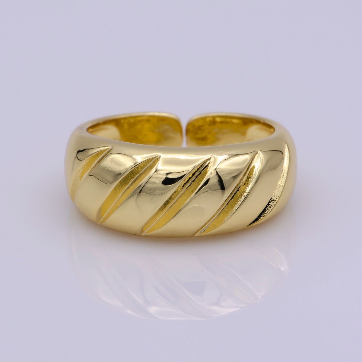 14K Gold Filled Twisted Dome Ring | Croissant Ring | Stackable Ring | Gold Thick Band Ring | Signet Ring | Ring for Women U-017 - DLUXCA