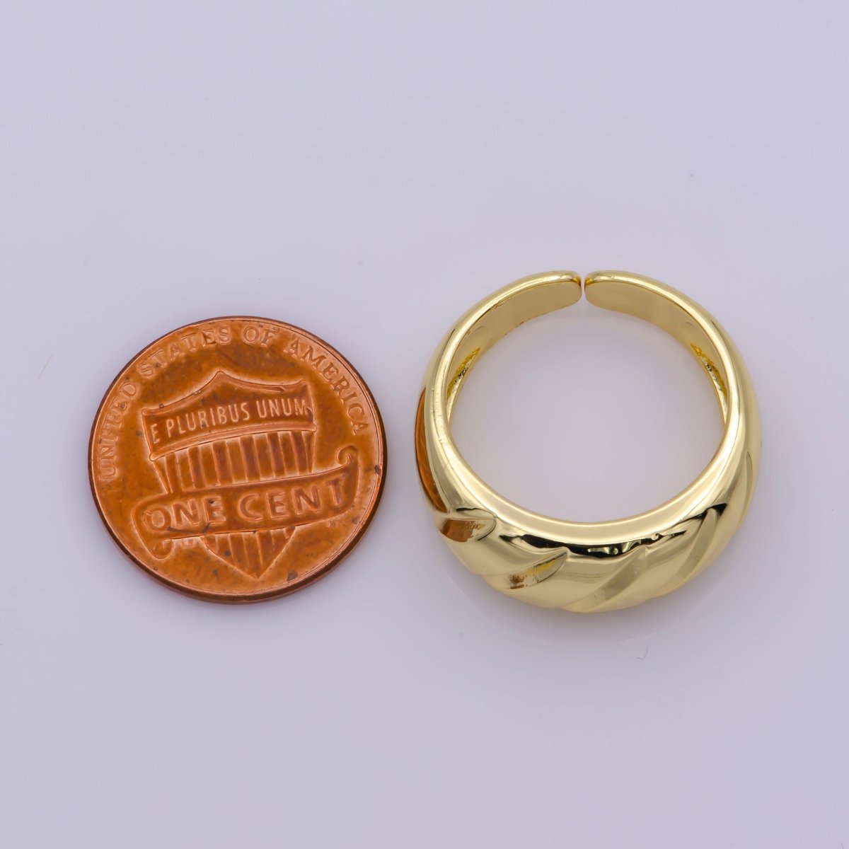 14K Gold Filled Twisted Dome Ring | Croissant Ring | Stackable Ring | Gold Thick Band Ring | Signet Ring | Ring for Women U-017 - DLUXCA