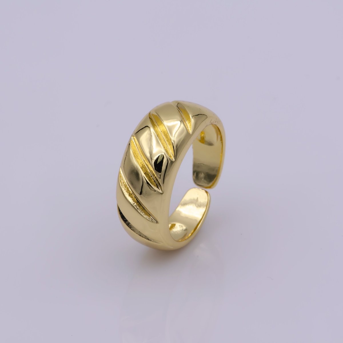 14K Gold Filled Twisted Dome Ring | Croissant Ring | Stackable Ring | Gold Thick Band Ring | Signet Ring | Ring for Women U-017 - DLUXCA