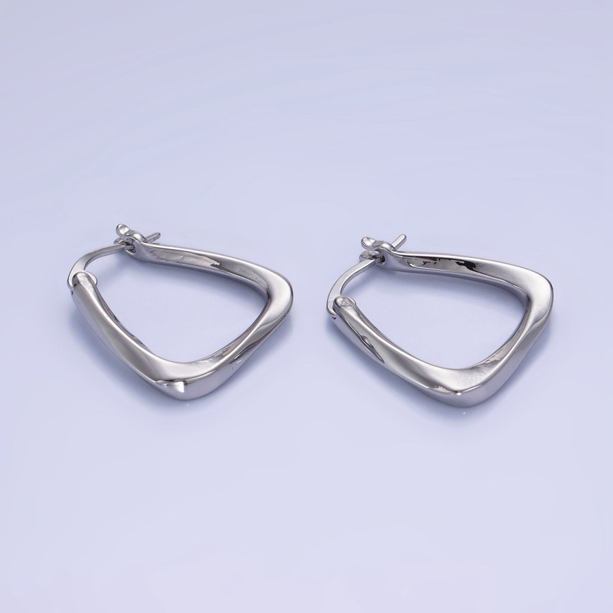 14K Gold Filled Twisted Edged Triangle Latch Hoop Earrings in Gold & Silver | AB1348 AB1349 - DLUXCA