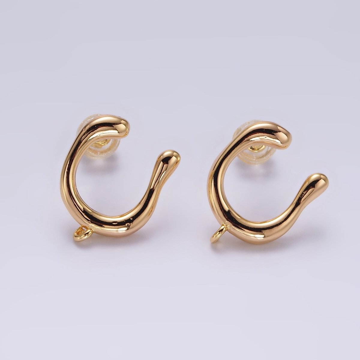 14K Gold Filled U-Shaped Molten Stud Earring Findings Supply | Z598 - DLUXCA