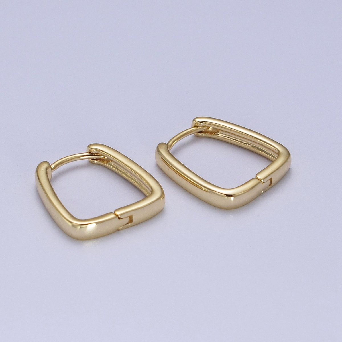14K Gold Filled U-Shaped Rectangular Geometric Huggie Hoops Earring | V-020 - DLUXCA