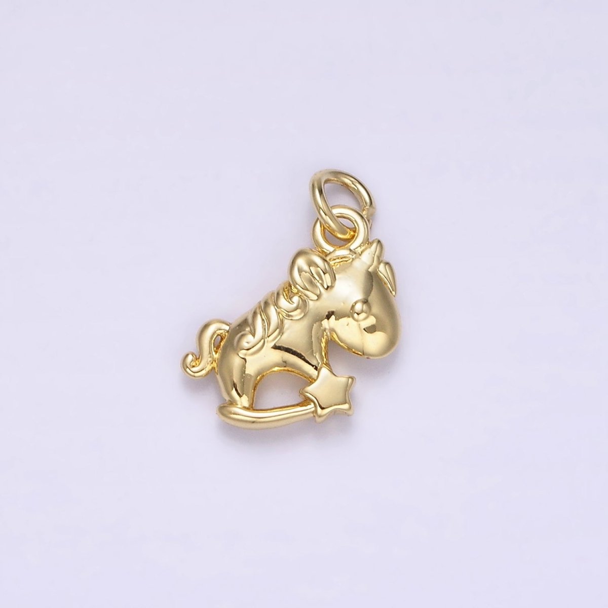 14K Gold Filled Unicorn Star Puffed Minimalist Add-On Charm | AC899 - DLUXCA