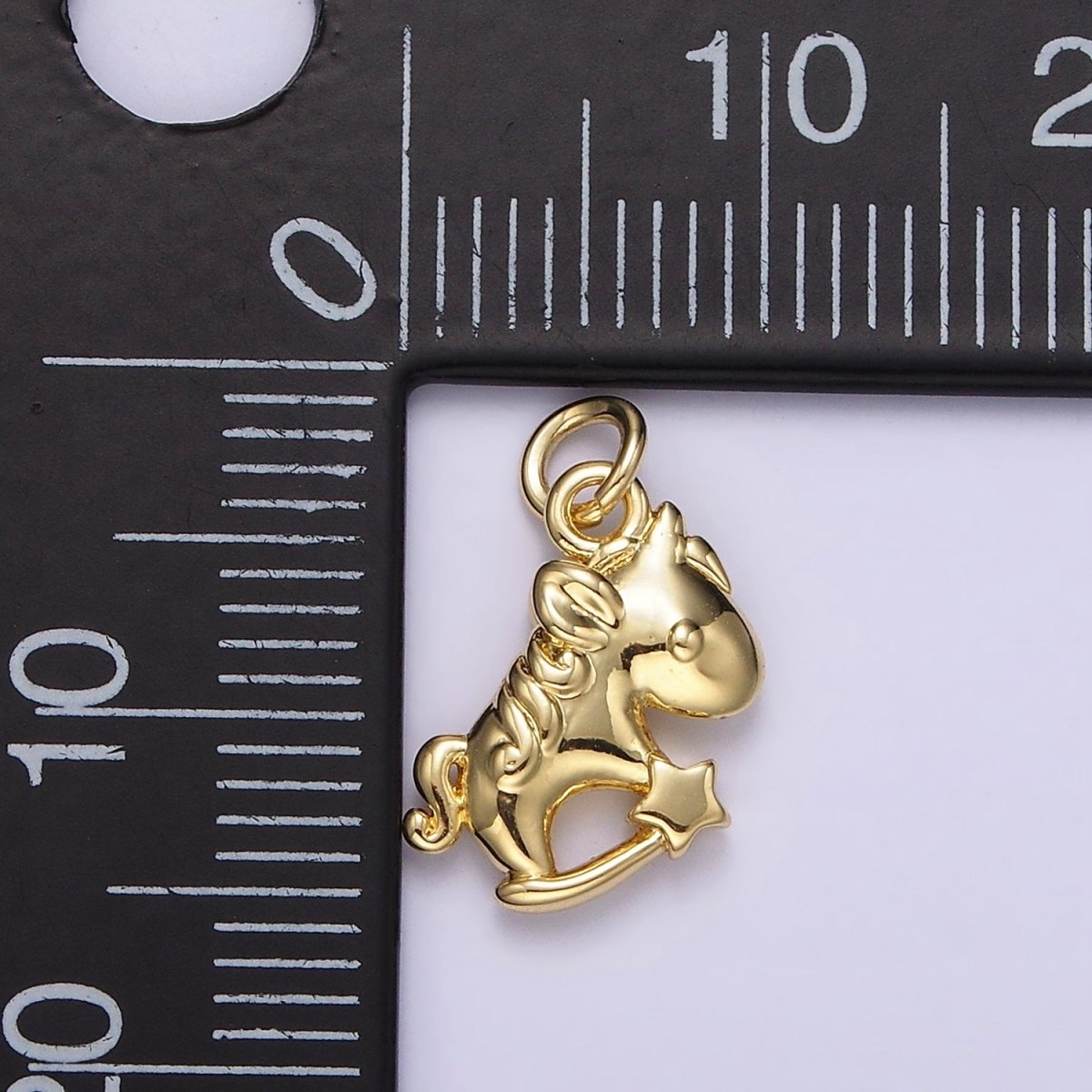 14K Gold Filled Unicorn Star Puffed Minimalist Add-On Charm | AC899 - DLUXCA