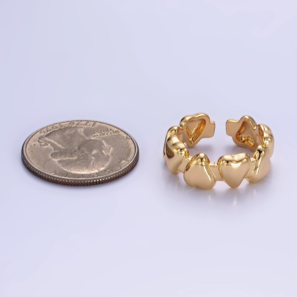 14K Gold Filled Upside Down Heart Ring in gold and silver for Valentine | O1276 O1277 - DLUXCA