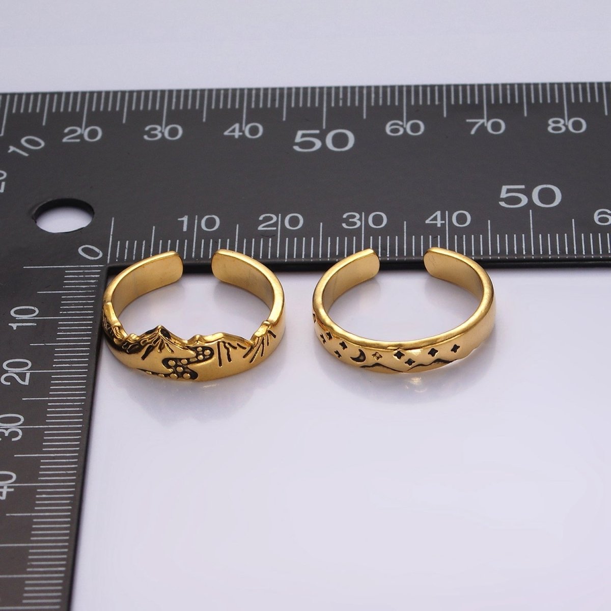 14K Gold Filled Valley River Starry Night Band Ring Set in Silver & Gold | O1068 O1069 - DLUXCA