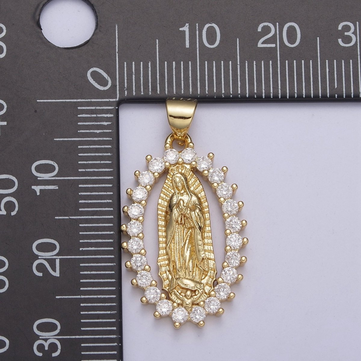 14k Gold filled Virgin Mary Pendant CZ Lady Guadalupe Charm necklace, religious Catholic Jewelry charm H-235 - DLUXCA