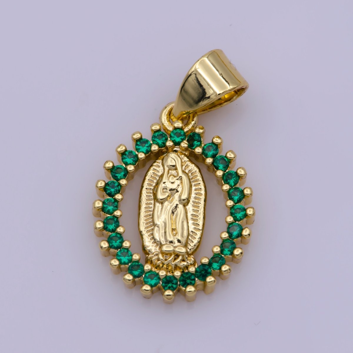 14k Gold Filled Virgin Mary Pendant Necklace Pink Micro Pave Virgen de Guadalupe Medallion Pendant for Necklace Religious Jewelry Supply I-002 I-901~I-904 N-1406 - DLUXCA