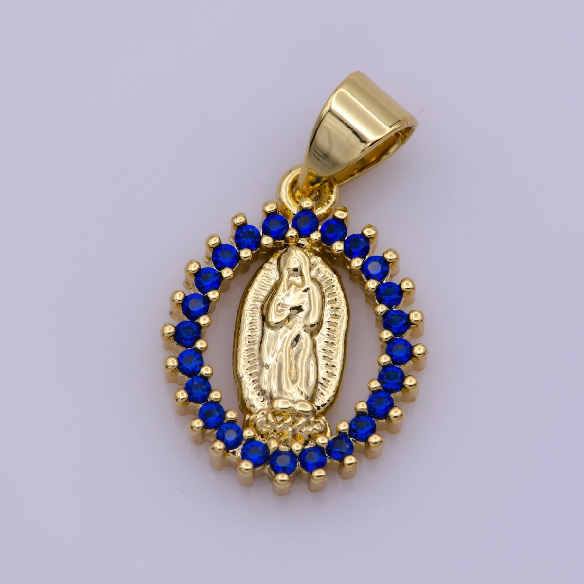 14k Gold Filled Virgin Mary Pendant Necklace Pink Micro Pave Virgen de Guadalupe Medallion Pendant for Necklace Religious Jewelry Supply I-002 I-901~I-904 N-1406 - DLUXCA