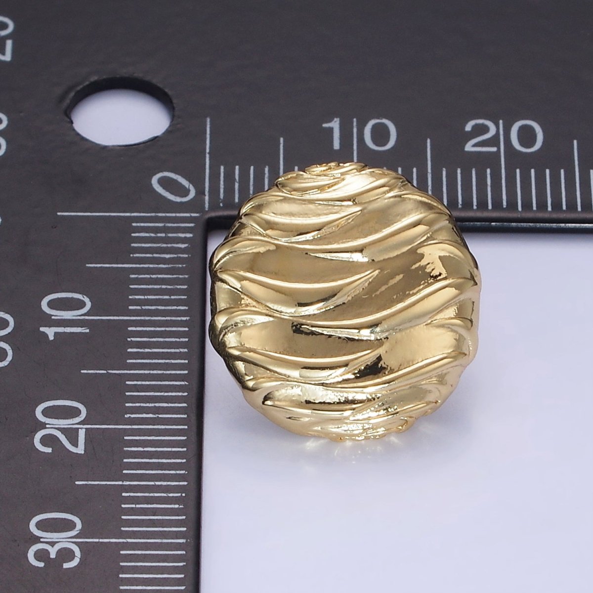 14K Gold Filled Wave-Textured Round Stud Earrings in Gold & Silver | AB1296 AB1297 - DLUXCA